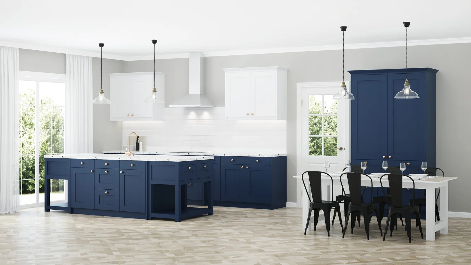 Modern Blue Kitchen In Surrey